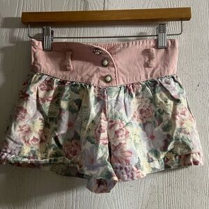 Vintage SWAT Girls Pink Floral Shorts 100% Cotton Made in USA Girls Sz 6